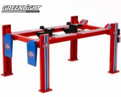 Adjustable Four-Post Lift - STP, Red With Blue - Greenlight 13555 - 1/18 Scale Diecast Accessory