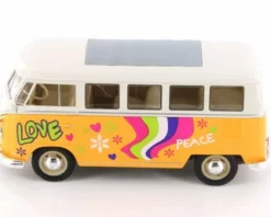 Welly 1963 Volkswagen Classical T1 Bus W/ Love/Peace - 22095A1/4D - 1/24 Scale Diecast Model Toy Car