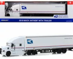 2019 Mack Anthem With Trailer, USPS Mail Truck - Greenlight 30090/24 - 1/64 Scale Diecast Car