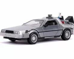 Jada Toys DeLorean Time Machine With Lights - Flying Version,31468 - 1/24 Scale Diecast Model Toy Car