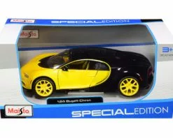 ModelToyCars Bugatti Chiron, Yellow And Black - Maisto 31514YLBK - 1/24 Scale Diecast Model Toy Car