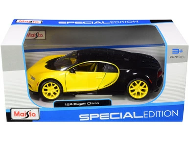 ModelToyCars Bugatti Chiron, Yellow And Black - Maisto 31514YLBK - 1/24 Scale Diecast Model Toy Car