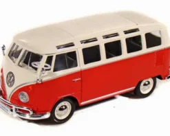 Volkswagen Van SambaBus, Red & Beige - Maisto 31956 - 1/25 (1/24)Â Scale Diecast Model Toy Car