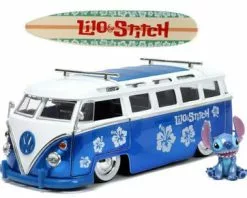 1962 Volkswagen T1 Bus With Stitch Figurine, Lilo & Stitch - Jada Toys 31992 - 1/24 Diecast Car