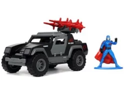 G.I. Joe Stinger With Missile Launcher And Cobra Commander Diecast Figurine, Gray - Jada Toys 33085 - 1/32 Scale Diecast Model Toy Car