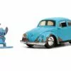 Volkswagen Beetle (Weathered) & Stitch Figure, Blue - Jada Toys 33251 - 1/32 Scale Diecast Car