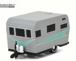 1958 Siesta Travel Trailer, Silver - Greenlight 34020A - 1/64 Scale Diecast Model Toy Car