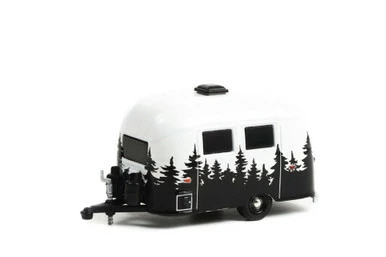 1961 Airstream 16’ Bambi Travel Trailer, White - Greenlight 34120E - 1/64 Scale Diecast Car