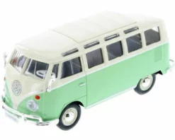 Volkswagen Van Samba Bus, Green With White - Showcasts 34956 - 1/25 Scale Diecast Model Toy Car