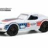 1972 Chevy Corvette, White With Red And Blue - Greenlight 39040/6 - 1/64 Scale Diecast Model Toy Car