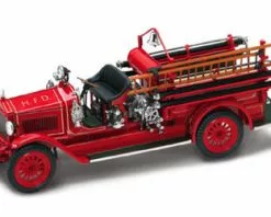 Lucky Road Signature 1923 Maxim C1 Fire Engine H.F.D., Red - Yatming 43002 - 1/43 Scale Diecast Model Toy Car