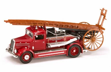 Lucky Road Signature 1938 Dennis Light Four Fire Engine, Red - Yatming 43011 - 1/43 Scale Diecast Model Toy Car
