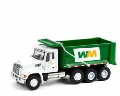 Waste Management 2020 Mack Granite Dump Truck, White & Green - Greenlight 45120B - 1/64 Diecast Car