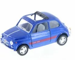 Fiat 500 W/ Sunrroof, Dark Blue - Kinsmart 5004D - 1/24 Scale Diecast Model Toy Car