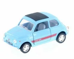 Fiat 500 W/ Sunrroof, Sky Blue - Kinsmart 5004D - 1/24 Scale Diecast Model Toy Car