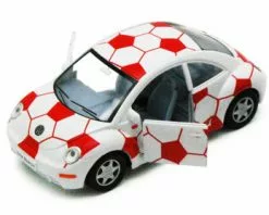 Volkswagen New Beetle, White & Red - Kinsmart 5028DR - 1/32 Scale Diecast Model Replica (Brand New, But NOT IN BOX)