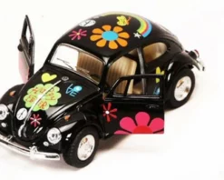 1967 Volkswagen Beetle W/Decals, Black - Kinsmart 5057DF - 1/32 Scale Diecast Car (New, But NO BOX)