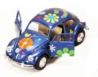 1967 Volkswagen Beetle W/ Decals, Blue - Kinsmart 5057DF - 1/32 Scale Diecast Car (New, But NO BOX)