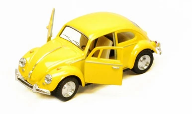 1967 Volkswagen Classic Beetle, Yellow - Kinsmart 5057D - 1/32 Scale Diecast Car (New, But NO BOX)
