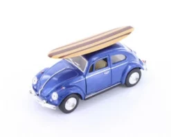1967 Volkswagen Classic Beetle W/ Surfboard, Blue - Kinsmart 5057DS1 - 1/32 Scale Diecast Car