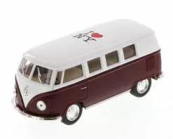 1962 Volkswagen Classic Bus, Burgundy - Kinsmart 5060W-ILNY - 1/32 Scale Diecast Model Toy Car