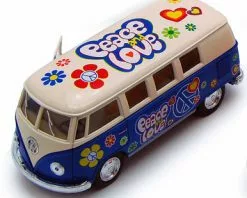 1962 Volkswagen Classical Bus, Blue - Kinsmart 5377DF - 1/32 Scale Diecast Car (New, But NO BOX)