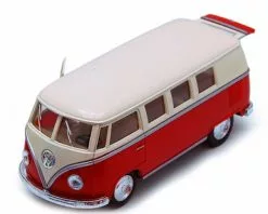 1962 Volkswagen Classical Bus, Red - Kinsmart 5377D - 1/32 Scale Diecast Model Toy Car