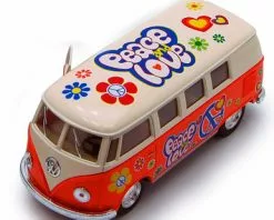 1962 Volkswagen Classical Bus, Orange - Kinsmart 5377DF - 1/32 Scale Diecast Car (New, But NO BOX)