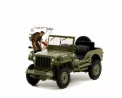 1945 Willys MB Jeep, Matte Green - Greenlight 54060A/48 - 1/64 Scale Diecast Model Toy Car