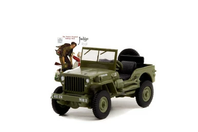 1945 Willys MB Jeep, Matte Green - Greenlight 54060A/48 - 1/64 Scale Diecast Model Toy Car