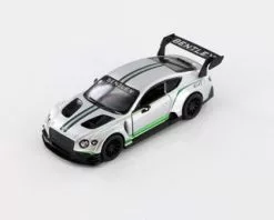2018 Bentley GT3, Silver - Kinsmart 5417D - 1/38 Scale Diecast Model Toy Car