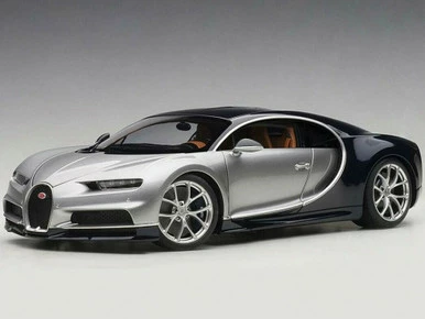 2017 Bugatti Chiron, Argent Silver And Atlantic Blue - AUTOart 70992 - 1/18 Scale Diecast Model Toy Car