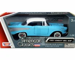 1957 Chevy Bel Air, Light Blue - Motor Max 73228AC-WHBL - 1/24 Scale Diecast Model Toy Car