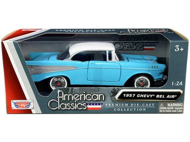 1957 Chevy Bel Air, Light Blue - Motor Max 73228AC-WHBL - 1/24 Scale Diecast Model Toy Car