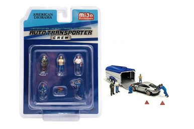 Auto Transporter Crew Figure Set, Multi- American Diorama 76464MJ, 1/64 Figurine, Diorama Accessory