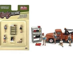 Figures Set Lady Mechanic, MultiAmerican Diorama 76484MJ 1/64 Scale Figurine Diorama Accessory