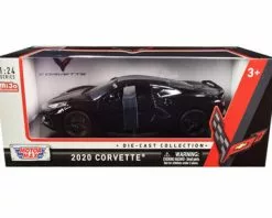 2020 Chevy Corvette C8 Stingray, Black - Motor Max 79360BK - 1/24 Scale Diecast Model Toy Car
