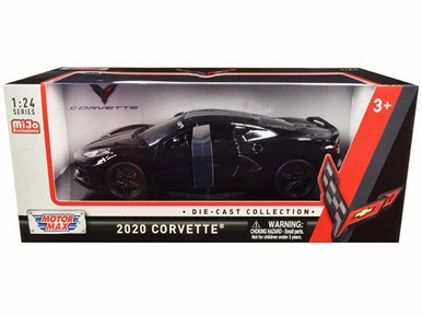2020 Chevy Corvette C8 Stingray, Black - Motor Max 79360BK - 1/24 Scale Diecast Model Toy Car