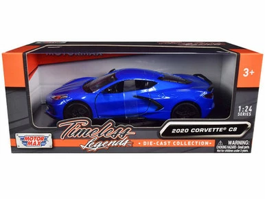 2020 Chevy Corvette C8 Stingray, Blue - Motor Max 79360BL - 1/24 Scale Diecast Model Toy Car