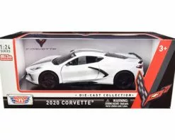 2020 Chevy Corvette C8 Stingray, White - Motor Max 79360WH - 1/24 Scale Diecast Model Toy Car