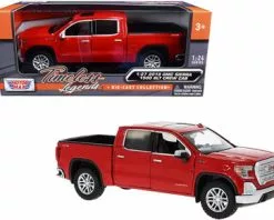 2019 GMC Sierra 1500 SLT Crew Cab Pickup Truck, Red - Motor Max 79361R - 1/27 Scale Diecast Car