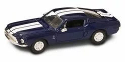 Lucky Road Signature 1968 Shelby GT 500-KR, Blue W/ Stripes - Yatming 94214 - 1/43 Scale Diecast Model Toy Car