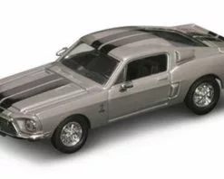 Lucky Road Signature 1968 Shelby GT 500-KR, Silver W/ Stripes - Yatming 94214 - 1/43 Scale Diecast Model Toy Car