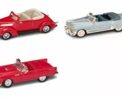 Lucky Road Signature Classic Convertible Diecast Car Package - Three 1/43 Scale Classic Convertible Diecast Model Cars