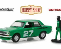 Greenlight 1970 Datsun 510 With Race Car Driver, #27 - #27light 97050C/48 - 1/64 Scale Diecast Model Toy Car