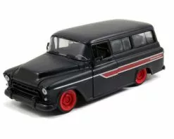 1957 Chevy Suburban, Primer Black - Jada Toys 97686/4 - 1/24 Scale Diecast Model Toy Car