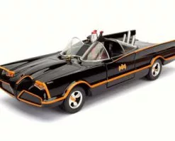 Jada Toys 1966 Classic TV Series Batmobile W/ Batman & Robin Figures, 98259 - 1/24 Scale Diecast Model Set