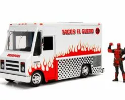 Jada Toys Taco Truck With Deadpool Figure, Deadpool - Jada 99730 - 1/24 Scale Diecast Model Toy Car