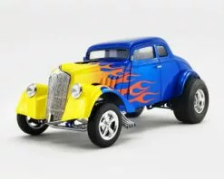 Flamed 1933 Gasser, Blue And Yellow - Acme A1800918 - 1/18 Scale Diecast Model Toy Car