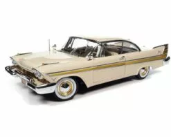1957 Plymouth Fury Hardtop, Sand Dune White And Gold - Auto World AW272 - 1/18 Scale Diecast Car